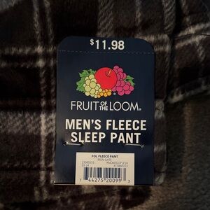 Fruit of the Loom Men's Fleece Sleep Pant - Black & Gray Plaid